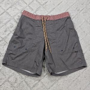 Howler Brothers Shorts Men's 32 Gray Board Swim Hiking Beach Stretch Waist 7”